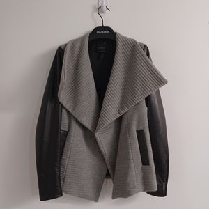 Danier Italian Leather And Wool Cardigan Jacket